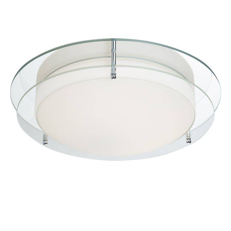 Searchlight Chrome Flush Mirror Backplate Opal Glass - Comet Lighting