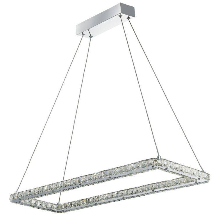 Searchlight Clover LED Chrome Rectangle Ceiling Light Crystal Trim - Comet Lighting