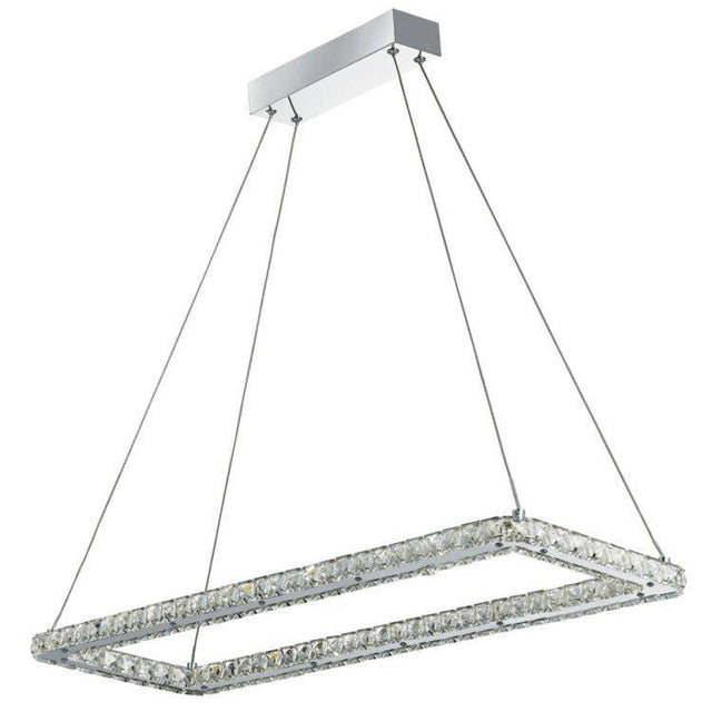 Searchlight Clover LED Chrome Rectangle Ceiling Light Crystal Trim - Comet Lighting