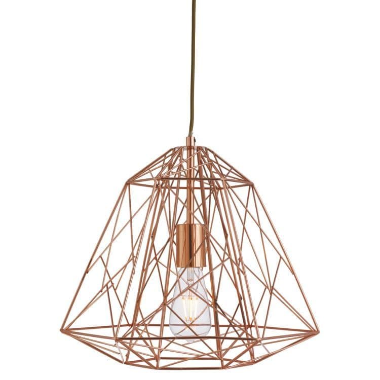 Searchlight Copper Geometric Cage Pendant Light - Comet Lighting