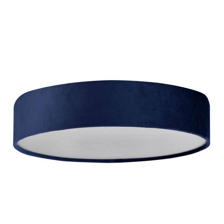 Searchlight Drum 2 3Lt Flush Ceiling Light - Blue Velvet Shade - Comet Lighting