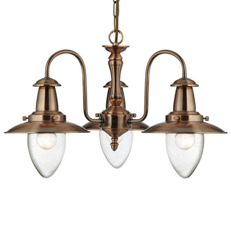 Searchlight Fisherman Copper 3 Light Seeded Glass Shades - Comet Lighting