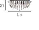 Searchlight Hanna Chrome 8 Light Square Semi Flush Crystal Balls - Comet Lighting