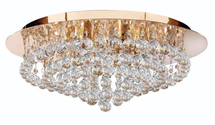 Searchlight Hanna Gold 8 Light Semi Flush Crystal Balls - Comet Lighting