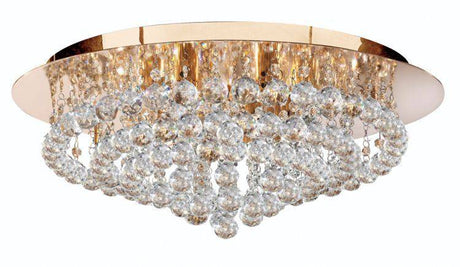 Searchlight Hanna Gold 8 Light Semi Flush Crystal Balls - Comet Lighting