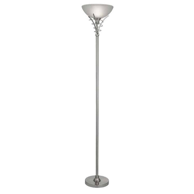 Searchlight Linea Silver Floor Lamp Centre Dome Glass - Comet Lighting