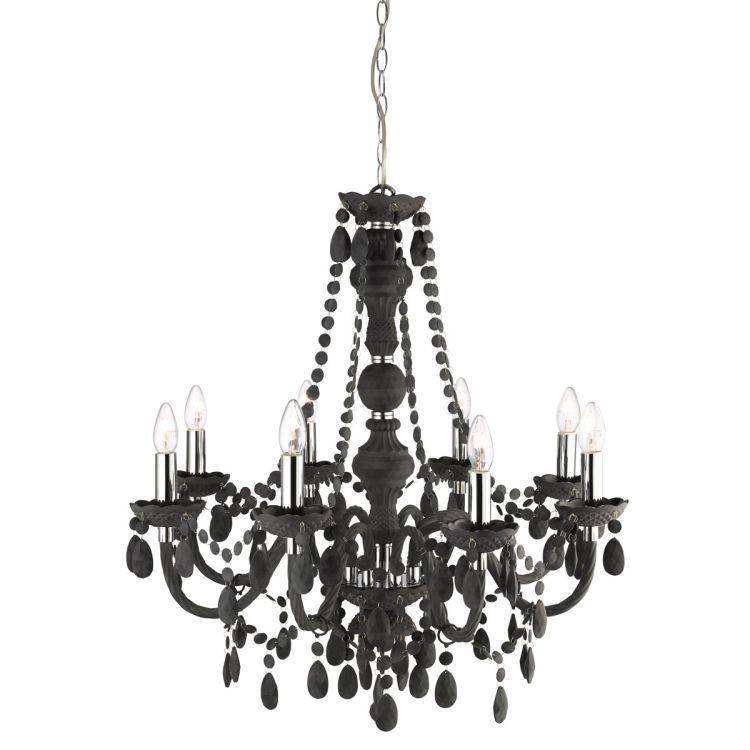 Searchlight Marie Therese 8Lt Chandelier Crystal Drops| Light Grey - Comet Lighting