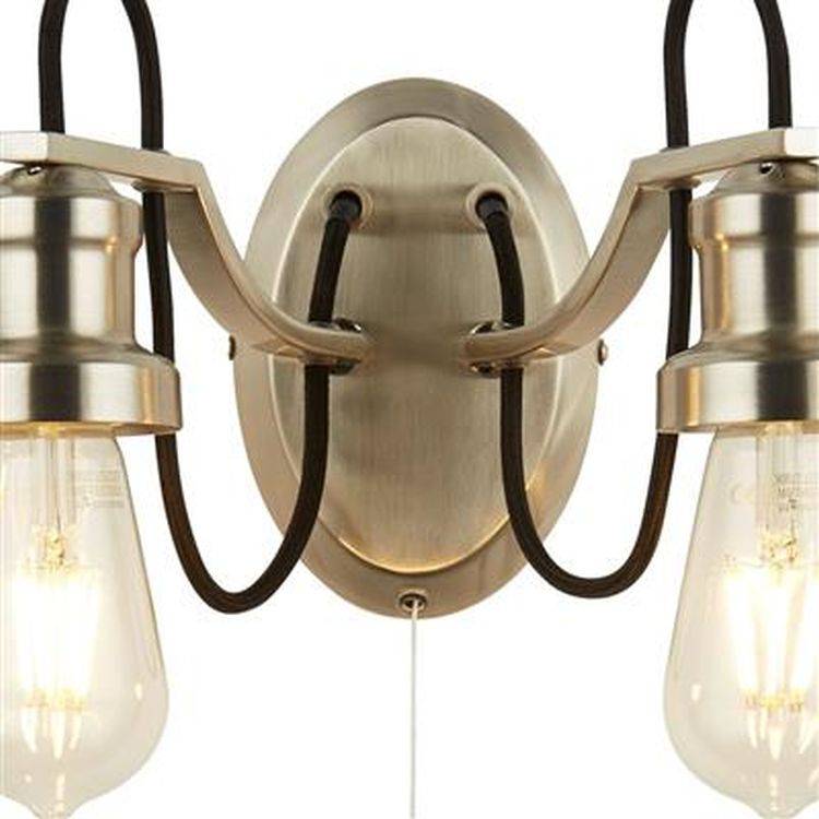 Searchlight Olivia 2Lt Wall Light - Satin Silver & Braided Black Cable - Comet Lighting