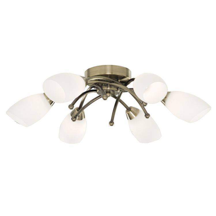 Searchlight Opera Brass 6 Light Glass Shades - Comet Lighting