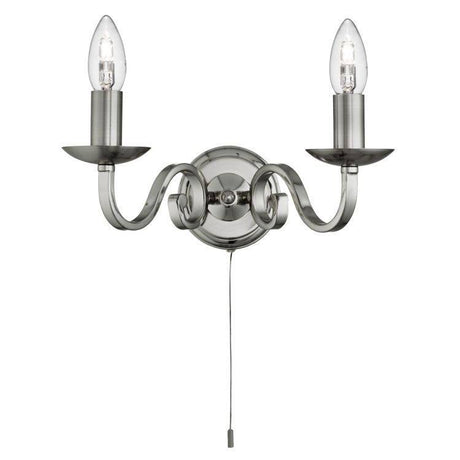 Searchlight Richmond Silver 2 Light Wall Bracket Candle Style - Comet Lighting
