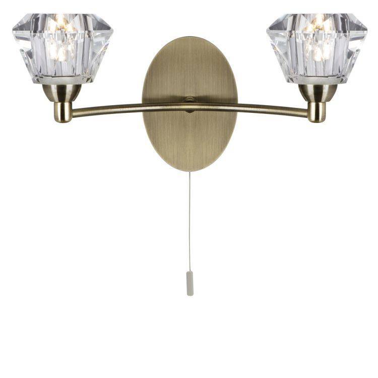 Searchlight Sierra Brass 2 Light Wall Bracket Sculptured Shades - Comet Lighting