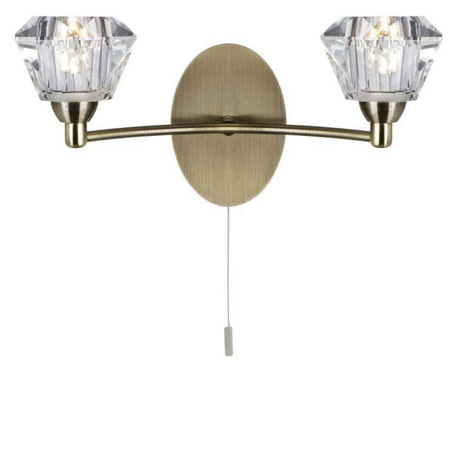 Searchlight Sierra Brass 2 Light Wall Bracket Sculptured Shades - Comet Lighting