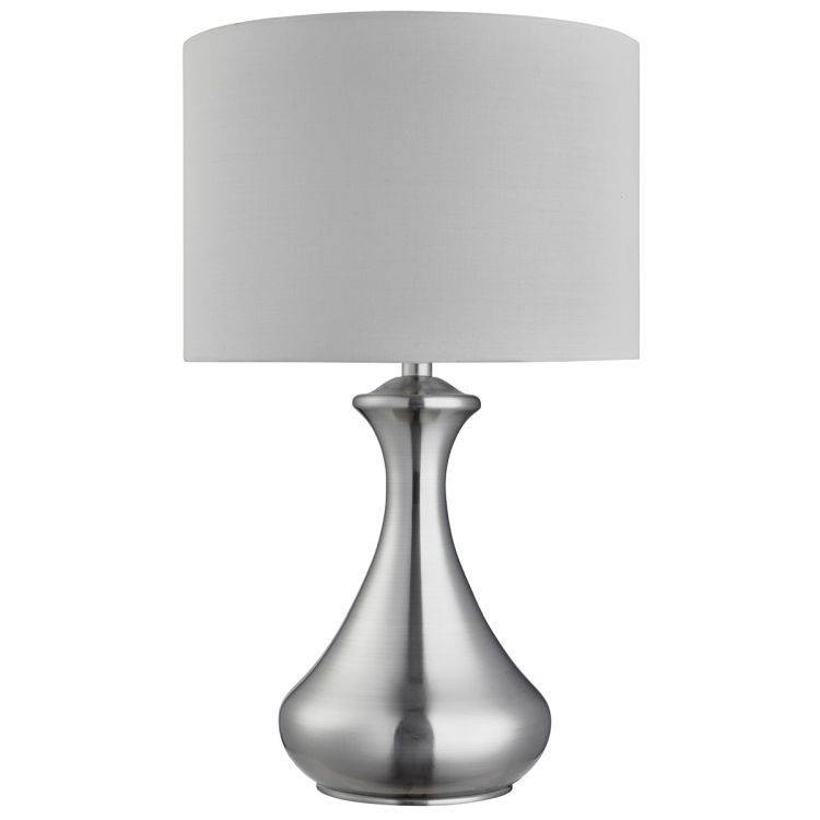 Searchlight Silver Touch Table Lamp White Shade A - Comet Lighting