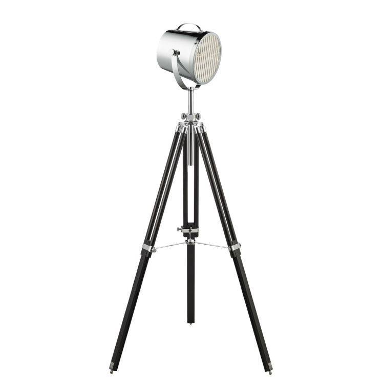 Searchlight Stage Light Black Floor Lamp Chrome Shade - Comet Lighting