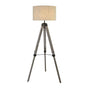 Searchlight Tripod Wood Floor Lamp With Cream Linen Shade - Comet Lighting