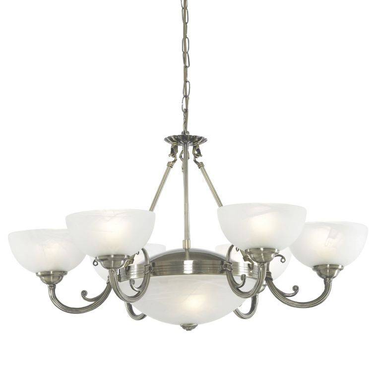 Searchlight Windsor Brass 8 Light Alabaster Glass Shades - Comet Lighting