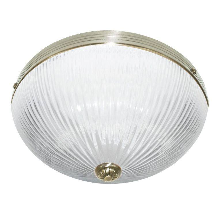 Searchlight Windsor II Brass Flush Light Glass Shade - Comet Lighting
