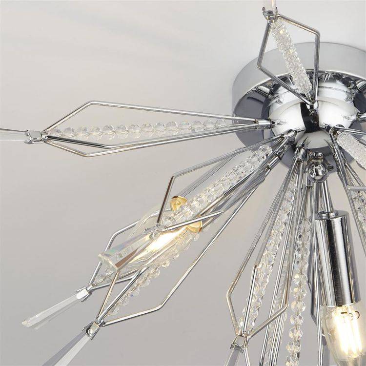 Starburst 3Lt Semi Flush - Chrome with Clear Glass Beads - Comet Lighting