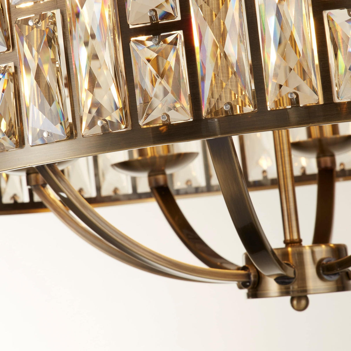 Bijou 8Lt Pendant - Antique Brass Metal & Champagne Glass - Comet Lighting