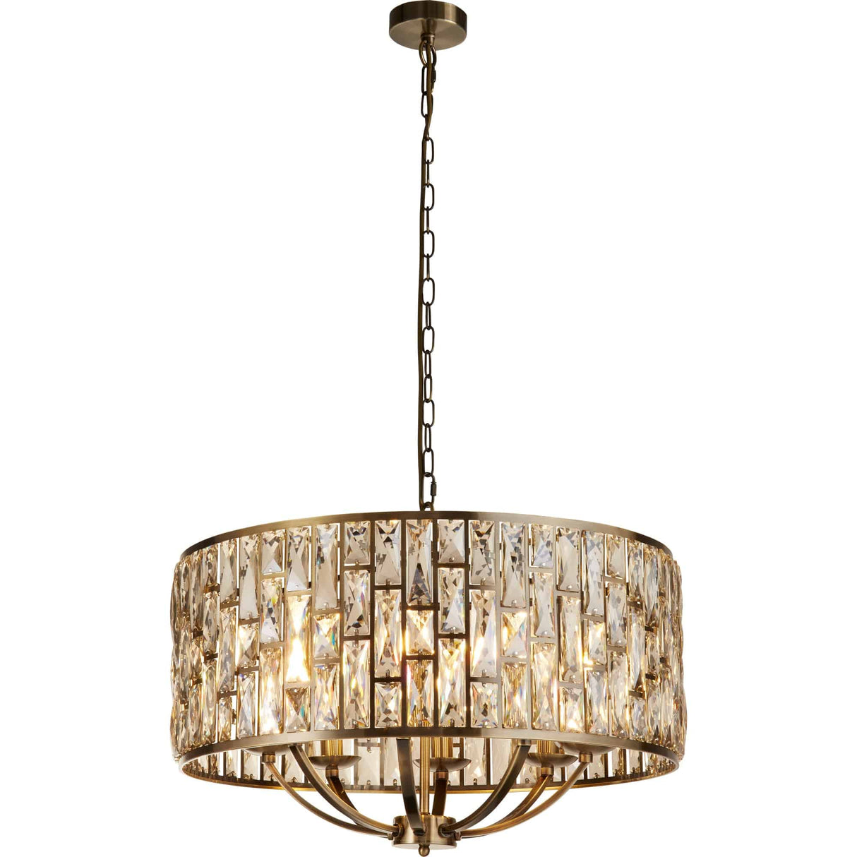 Bijou 8Lt Pendant - Antique Brass Metal & Champagne Glass - Comet Lighting