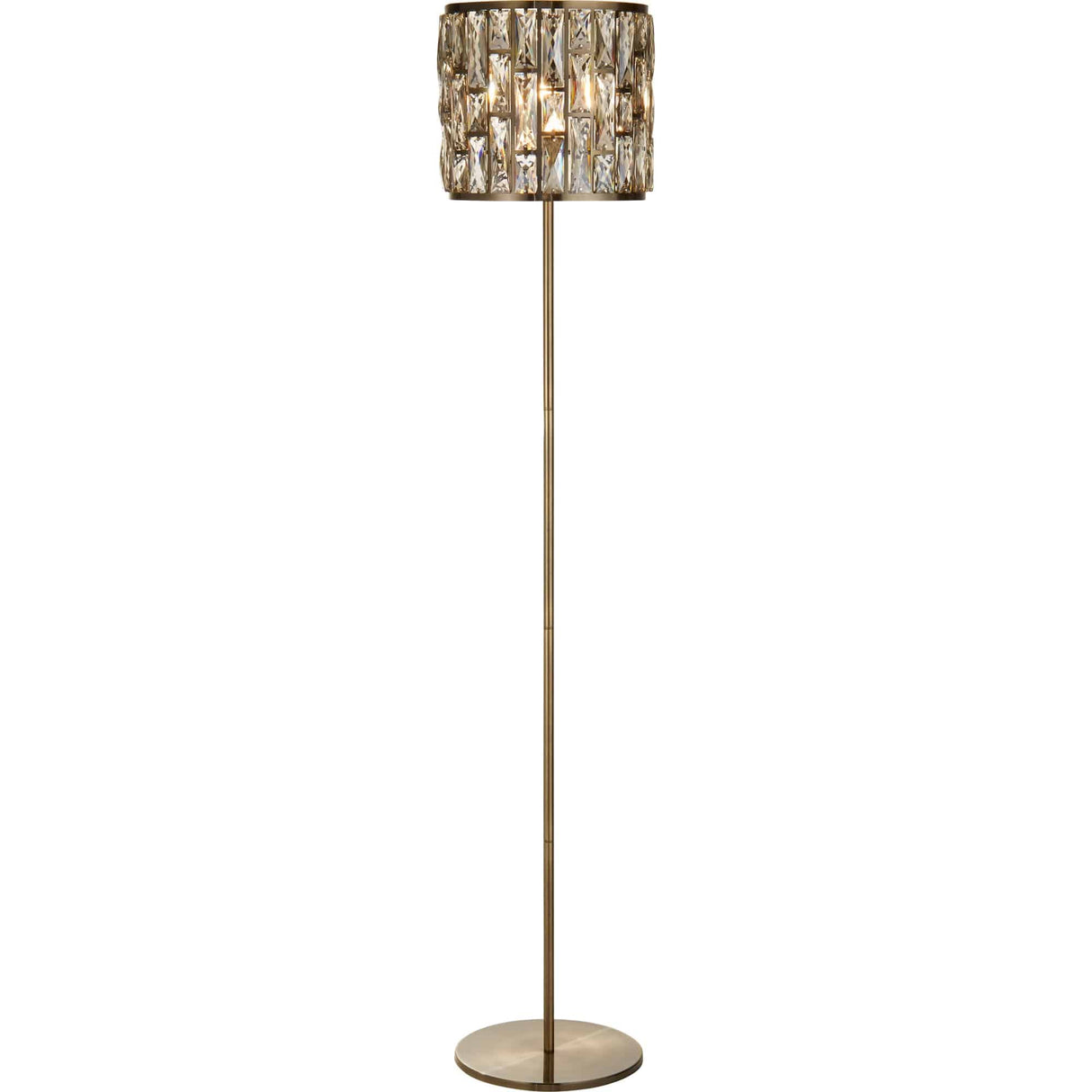 Bijou Floor Lamp - Antique Brass Metal & Champagne Glass - Comet Lighting