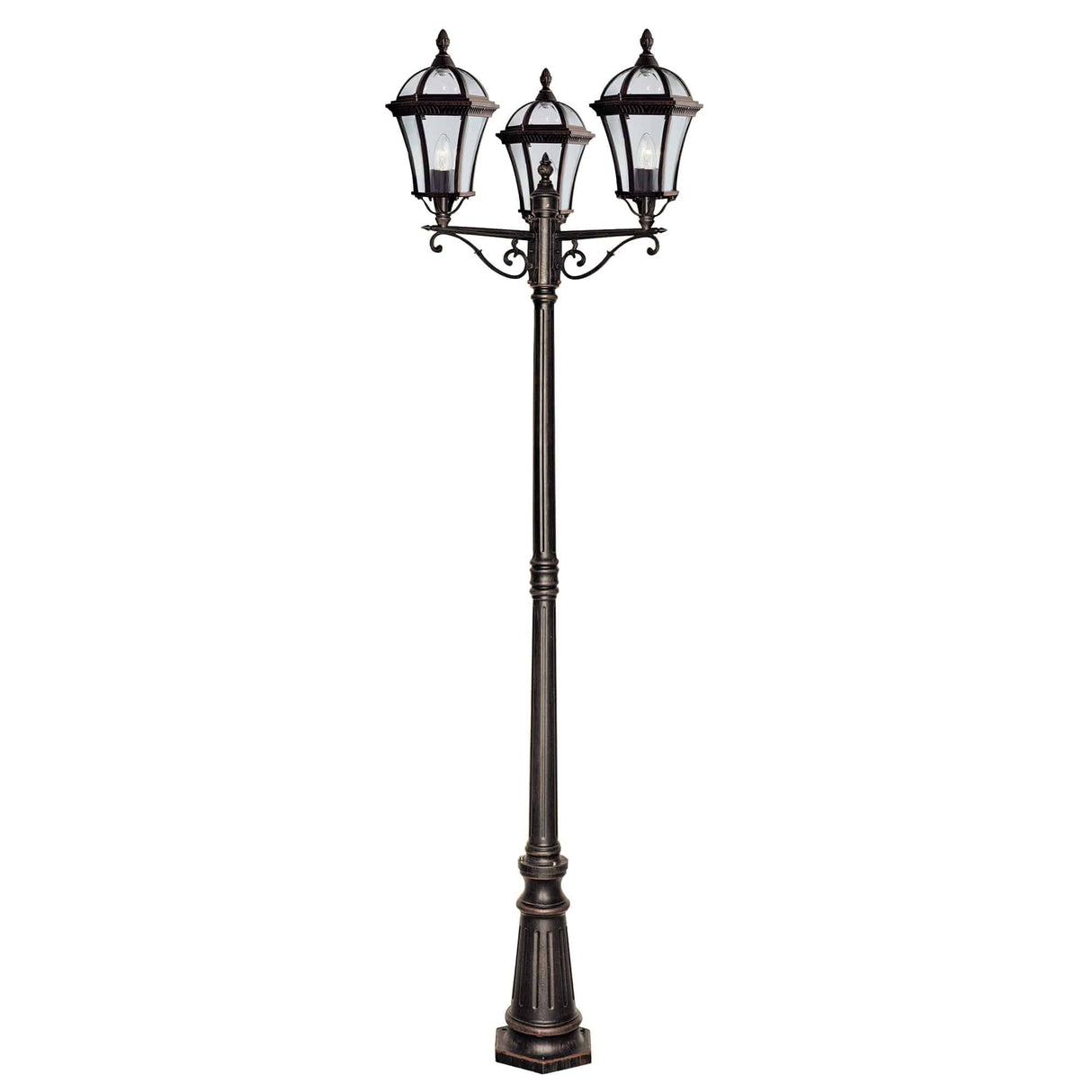 Capri Outdoor Post - Rustic Brown Metal & Glass - Comet Lighting