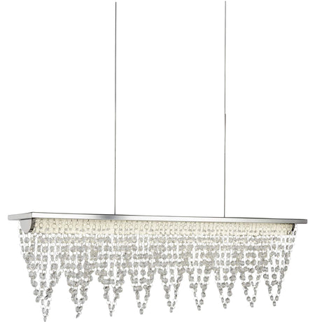 Drape LED Bar Pendant - Chrome Metal & Clear Crystal - Comet Lighting