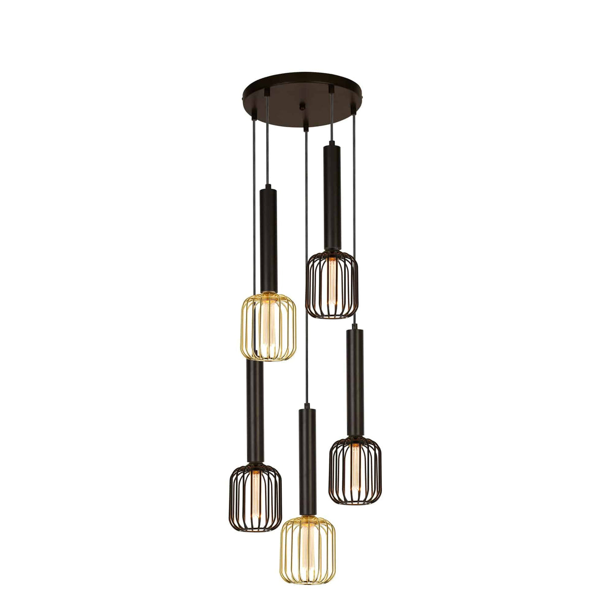 Dulwich 5Lt Multi-Drop Pendant - Black Metal - Comet Lighting