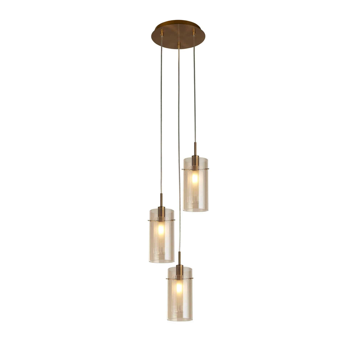 Duo III 3Lt Multi-Drop - Bronze Metal & Champagne Glass - Comet Lighting