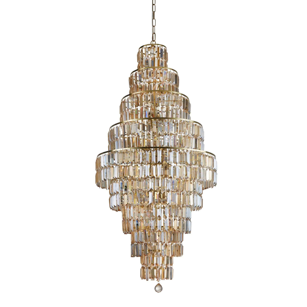 Empire 13Lt Chandelier - Satin Brass Metal & Champagne Glass - Comet Lighting