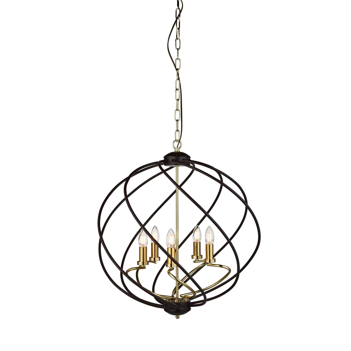 Flow 5Lt Pendant - Black Metal & Bronze - Comet Lighting