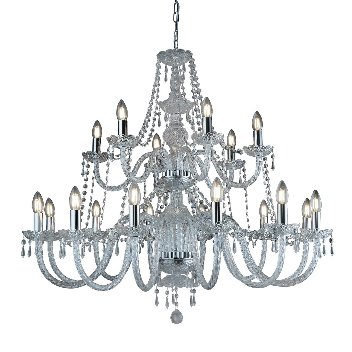 Hale 18Lt Pendant - Chrome Metal & Clear Crystal - Comet Lighting