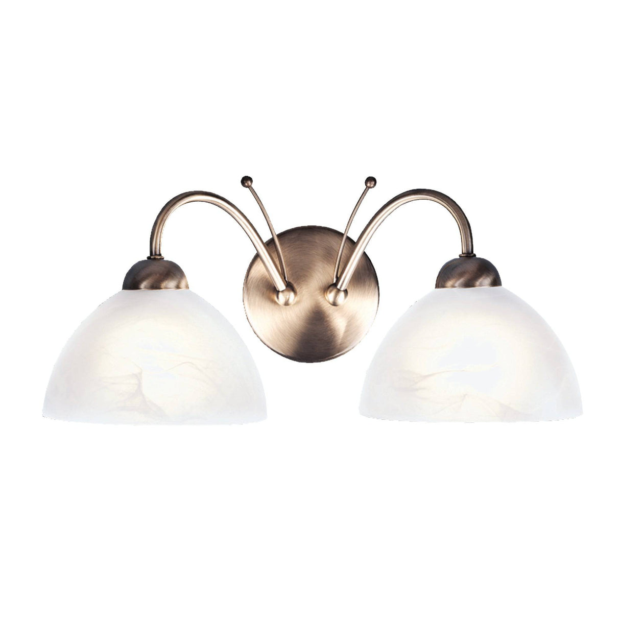 Milanese 2Lt Wall Light - Antique Brass & Alabaster Glass - Comet Lighting
