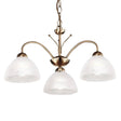Milanese 3Lt Pendant - Antique Brass Metal & Alabaster Glass - Comet Lighting