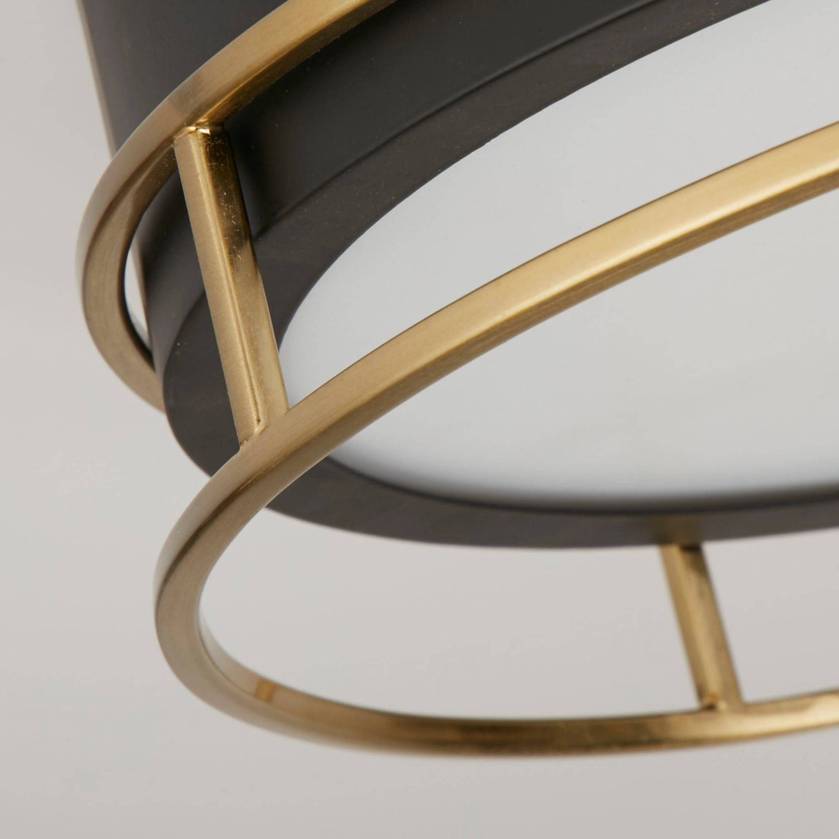 Phoenix 2Lt Flush - Black, Brass Metal & Frosted Glass - Comet Lighting