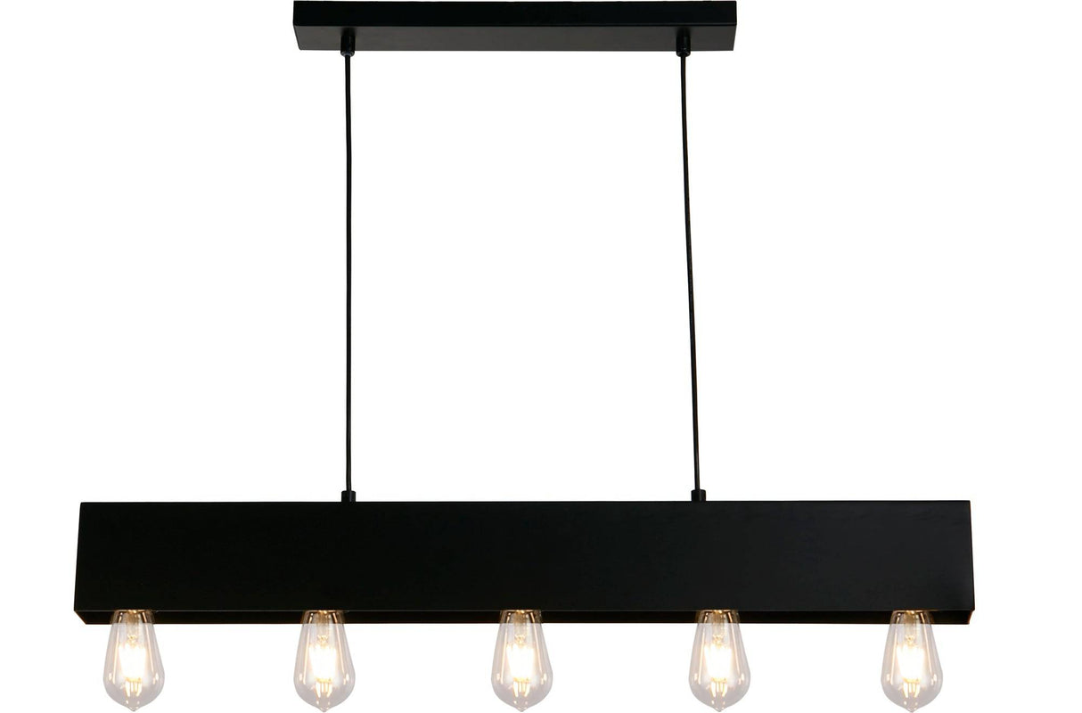 Piano 5Lt Diner Bar Pendant - Matt Black Metal - Comet Lighting