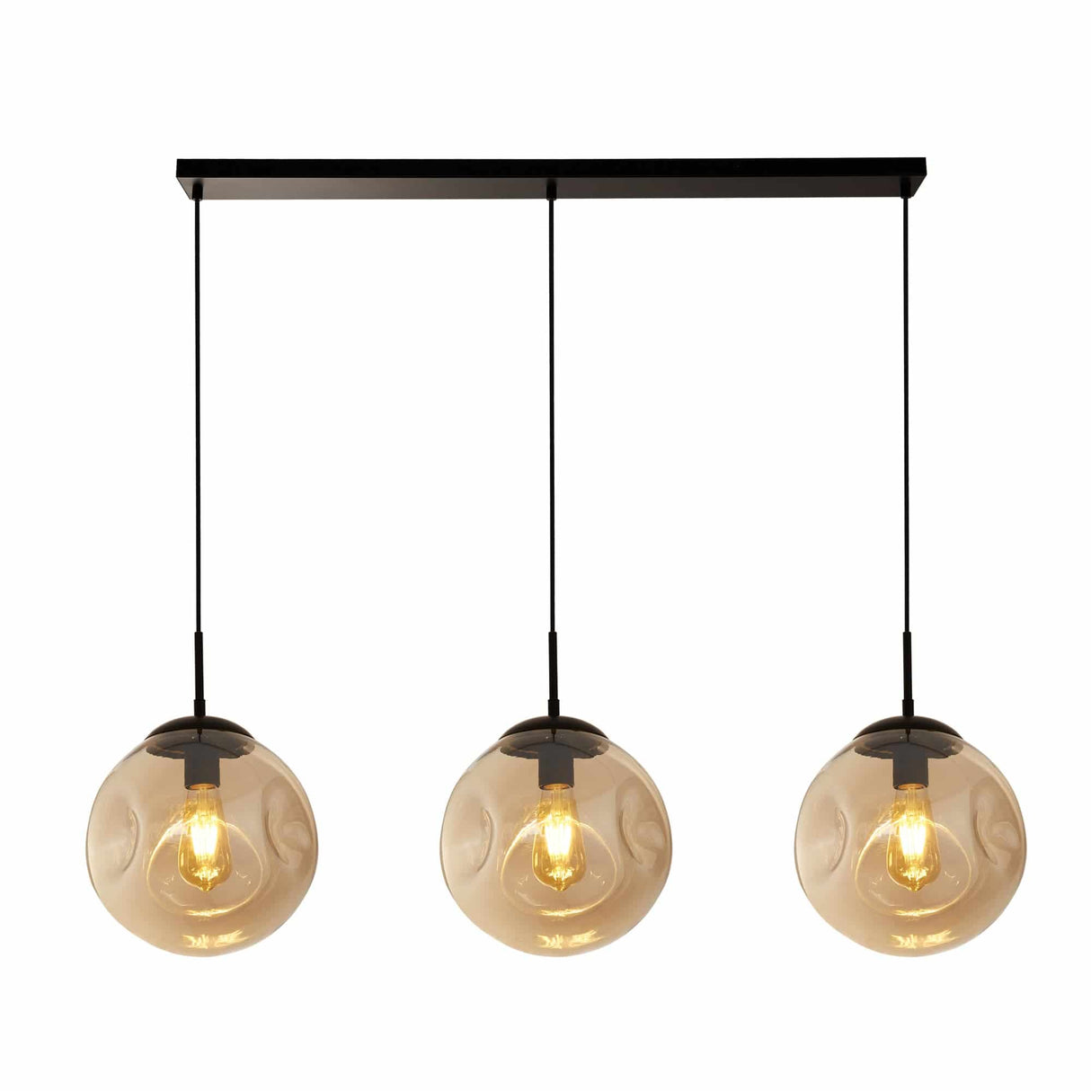 Punch 3Lt Bar Pendant- Black Metal & Champagne Punched Glass - Comet Lighting
