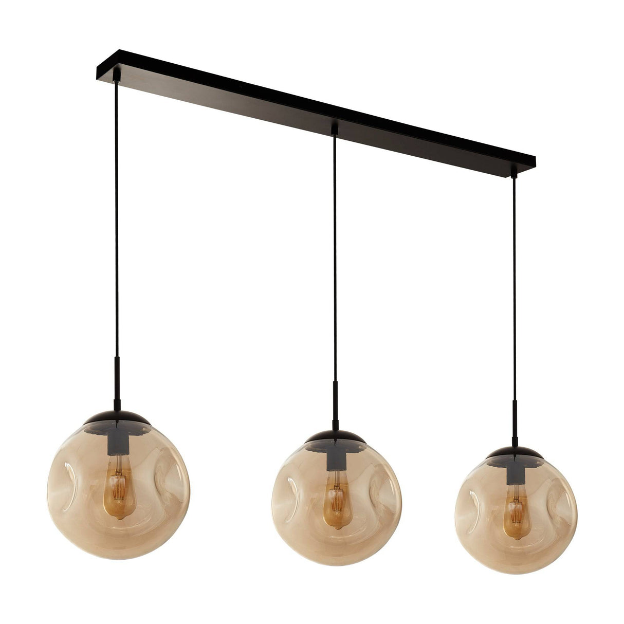 Punch 3Lt Bar Pendant- Black Metal & Champagne Punched Glass - Comet Lighting