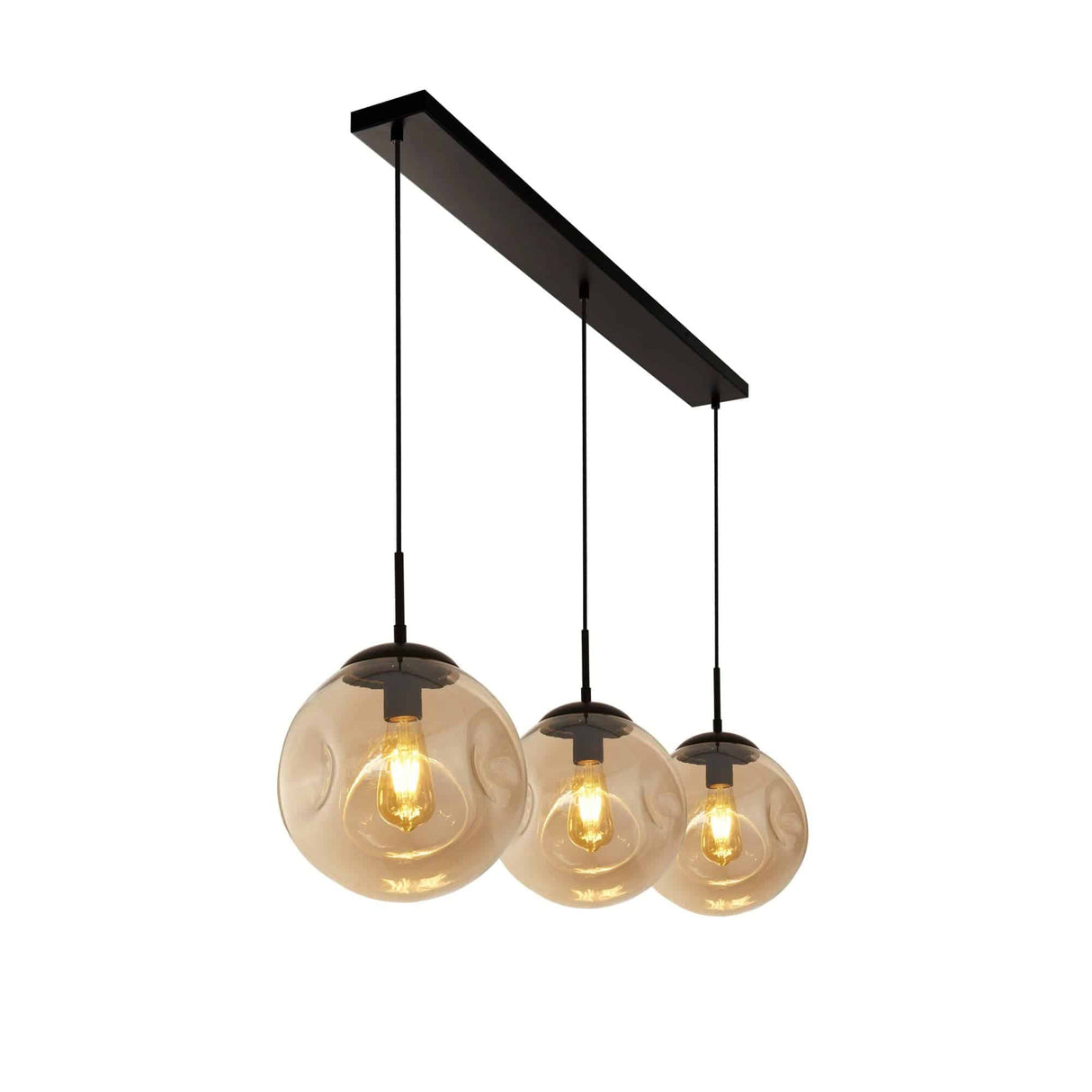 Punch 3Lt Bar Pendant- Black Metal & Champagne Punched Glass - Comet Lighting