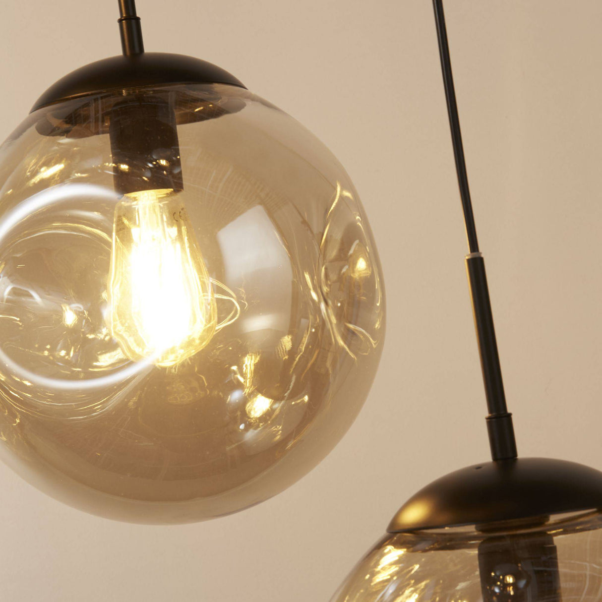 Punch 5Lt Multi-Drop - Black Metal & Champagne Punched Glass - Comet Lighting