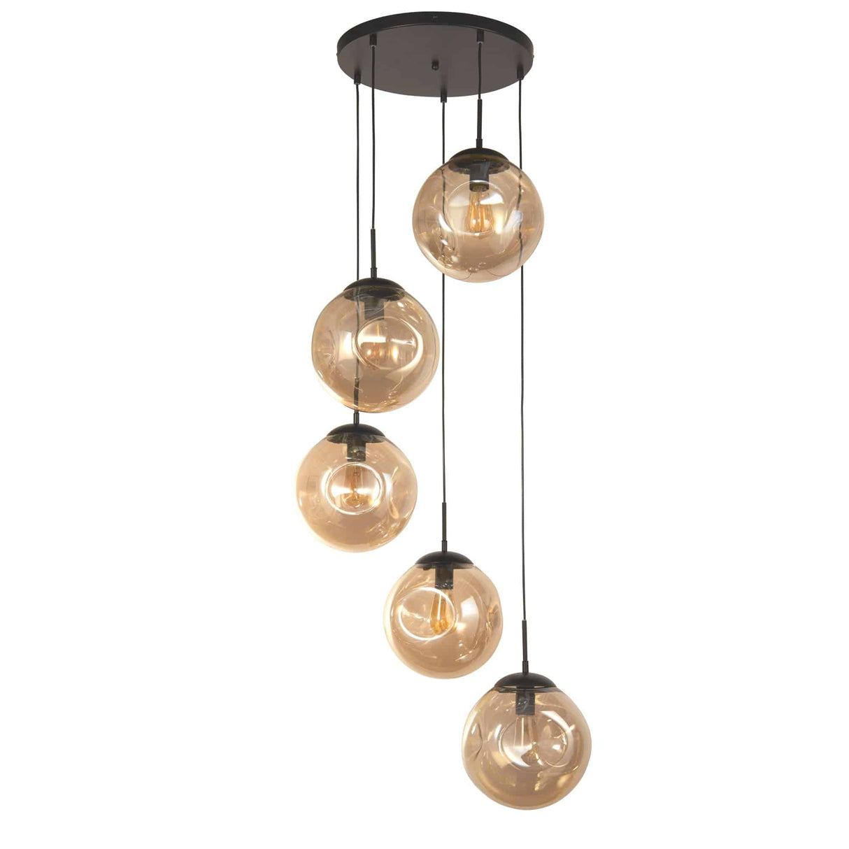 Punch 5Lt Multi-Drop - Black Metal & Champagne Punched Glass - Comet Lighting