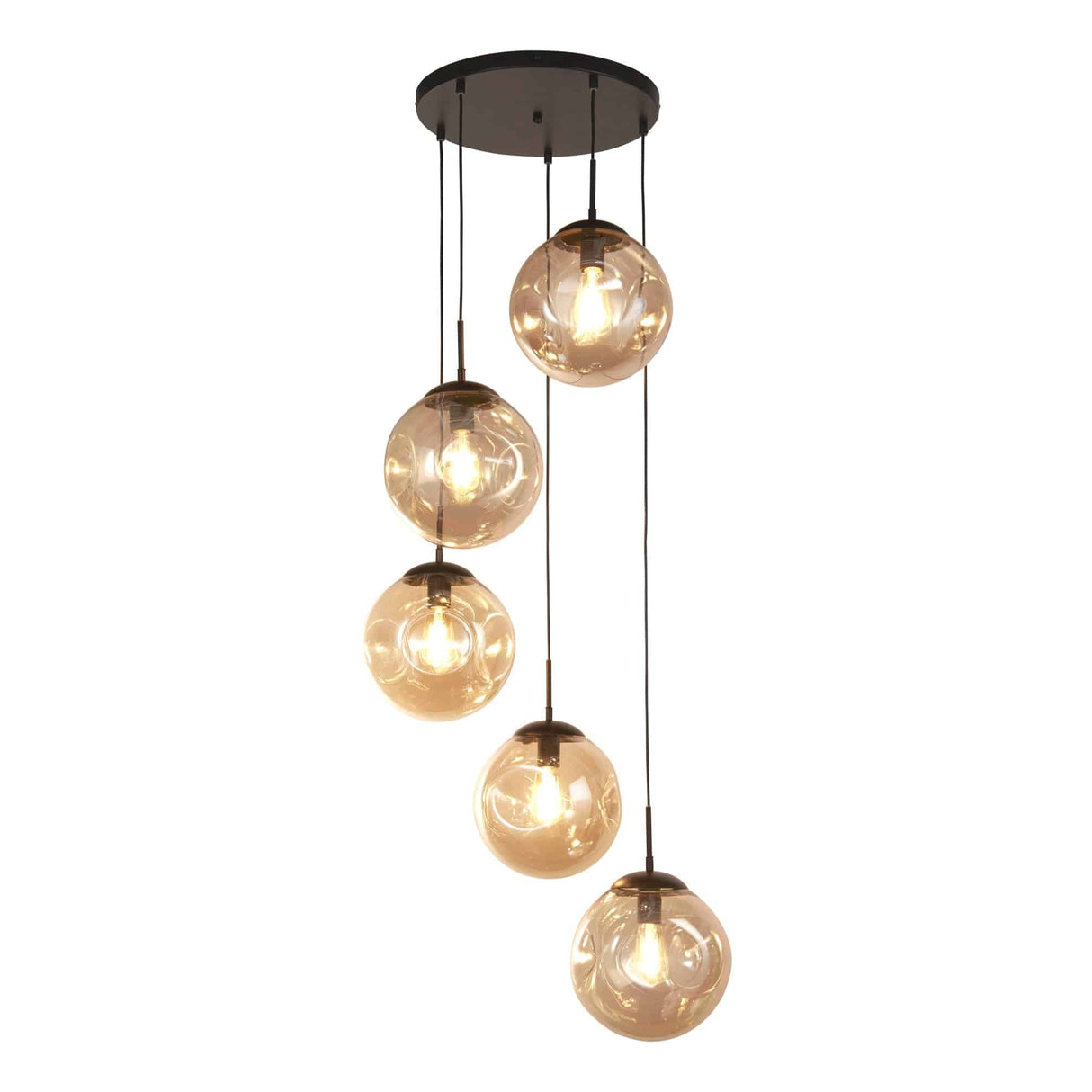 Punch 5Lt Multi-Drop - Black Metal & Champagne Punched Glass - Comet Lighting