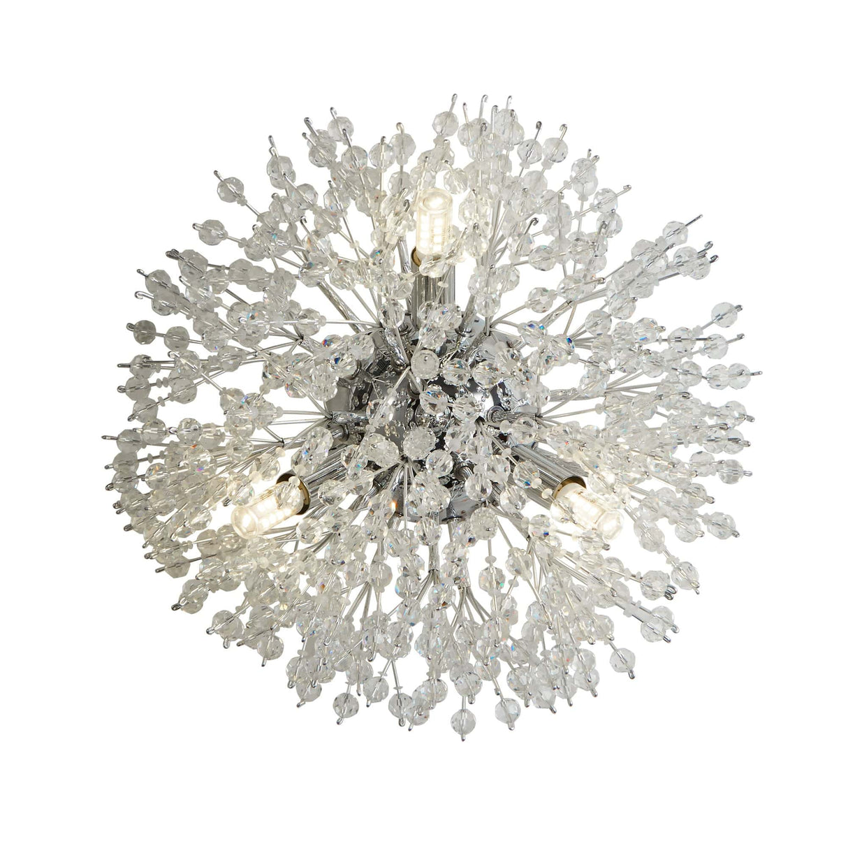 Sunburst 3Lt Wall light - Chrome Metal & Glass Beads - Comet Lighting