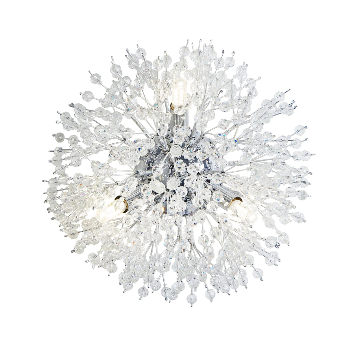 Sunburst 3Lt Wall light - Chrome Metal & Glass Beads - Comet Lighting