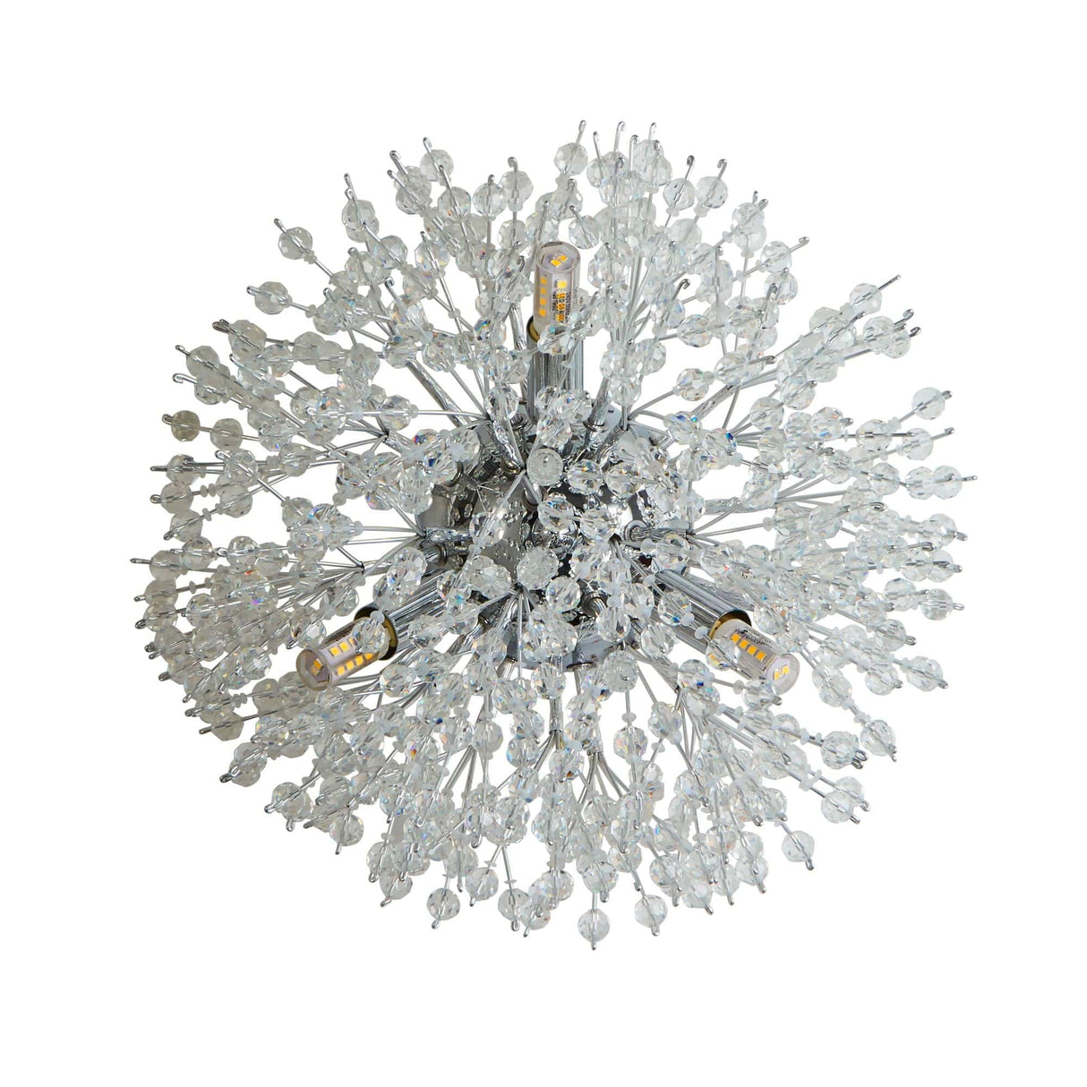 Sunburst 3Lt Wall light - Chrome Metal & Glass Beads - Comet Lighting