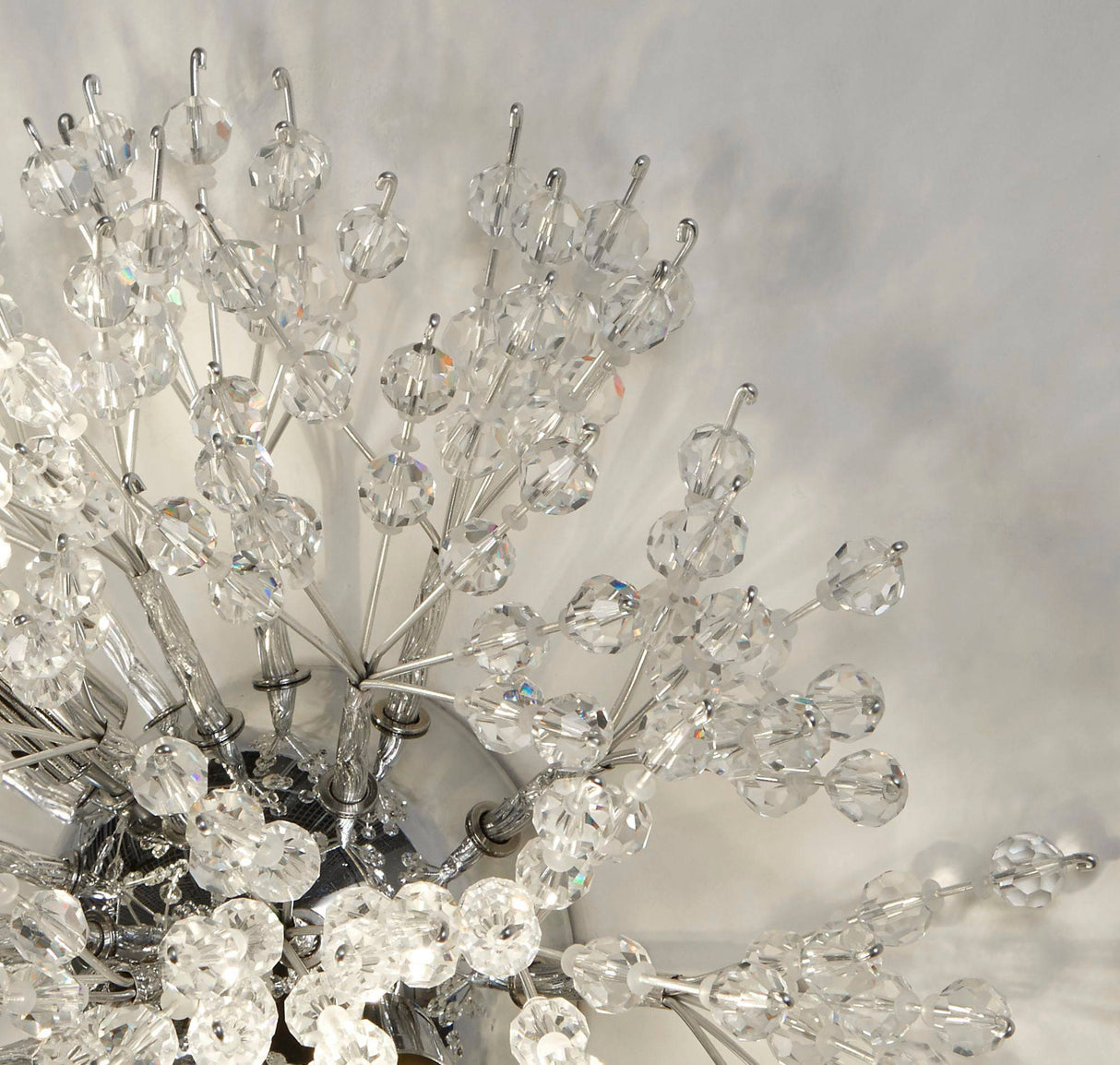 Sunburst 3Lt Wall light - Chrome Metal & Glass Beads - Comet Lighting