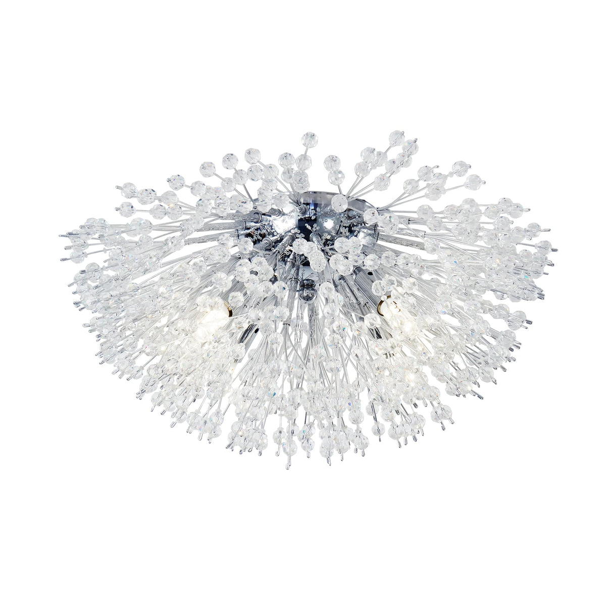 Sunburst 4Lt Flush - Chrome Metal & Glass Beads - Comet Lighting