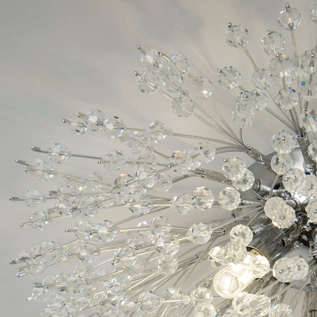 Sunburst 4Lt Flush - Chrome Metal & Glass Beads - Comet Lighting