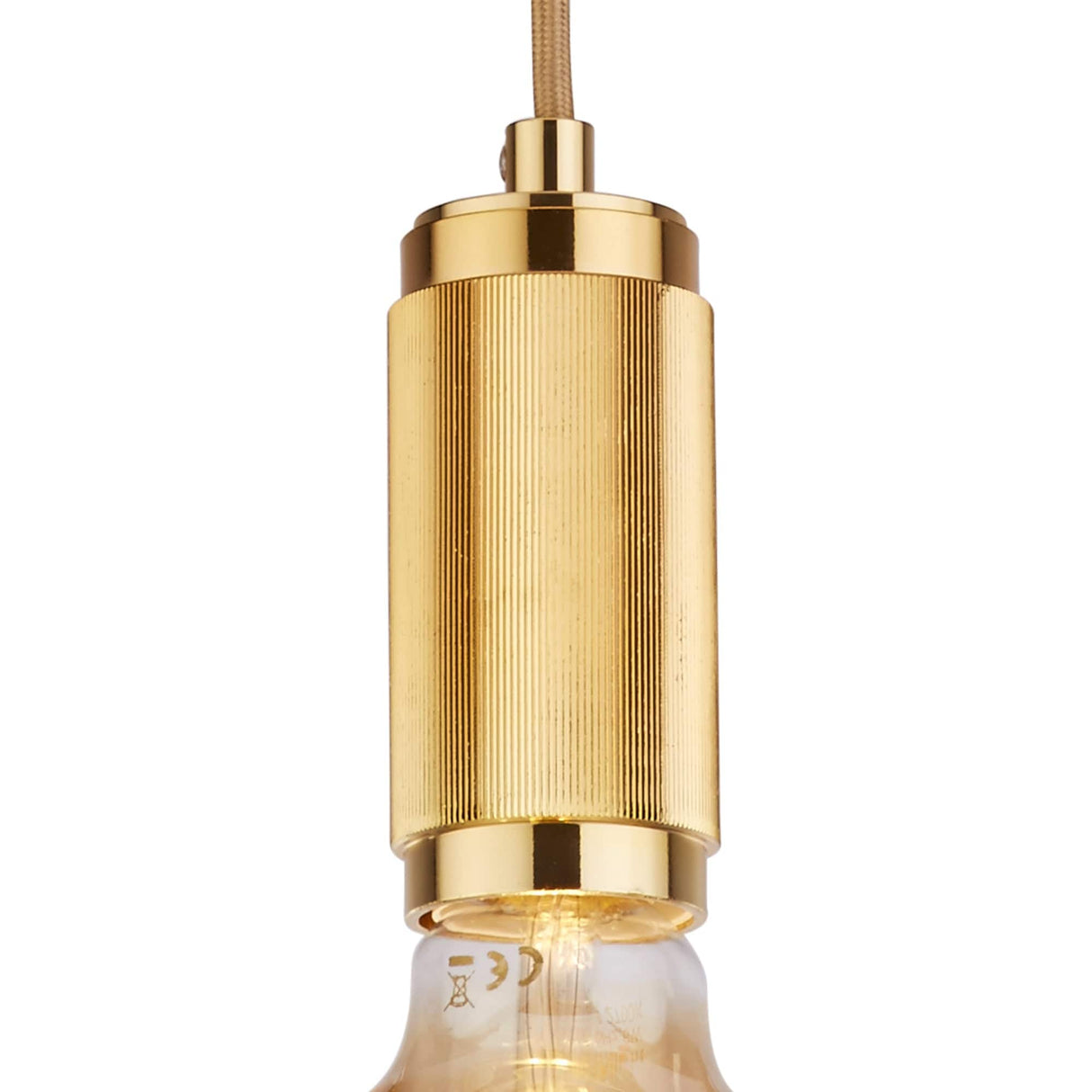 Suspension Cable - Knurled Gold Metal & Gold Braided Cable - Comet Lighting