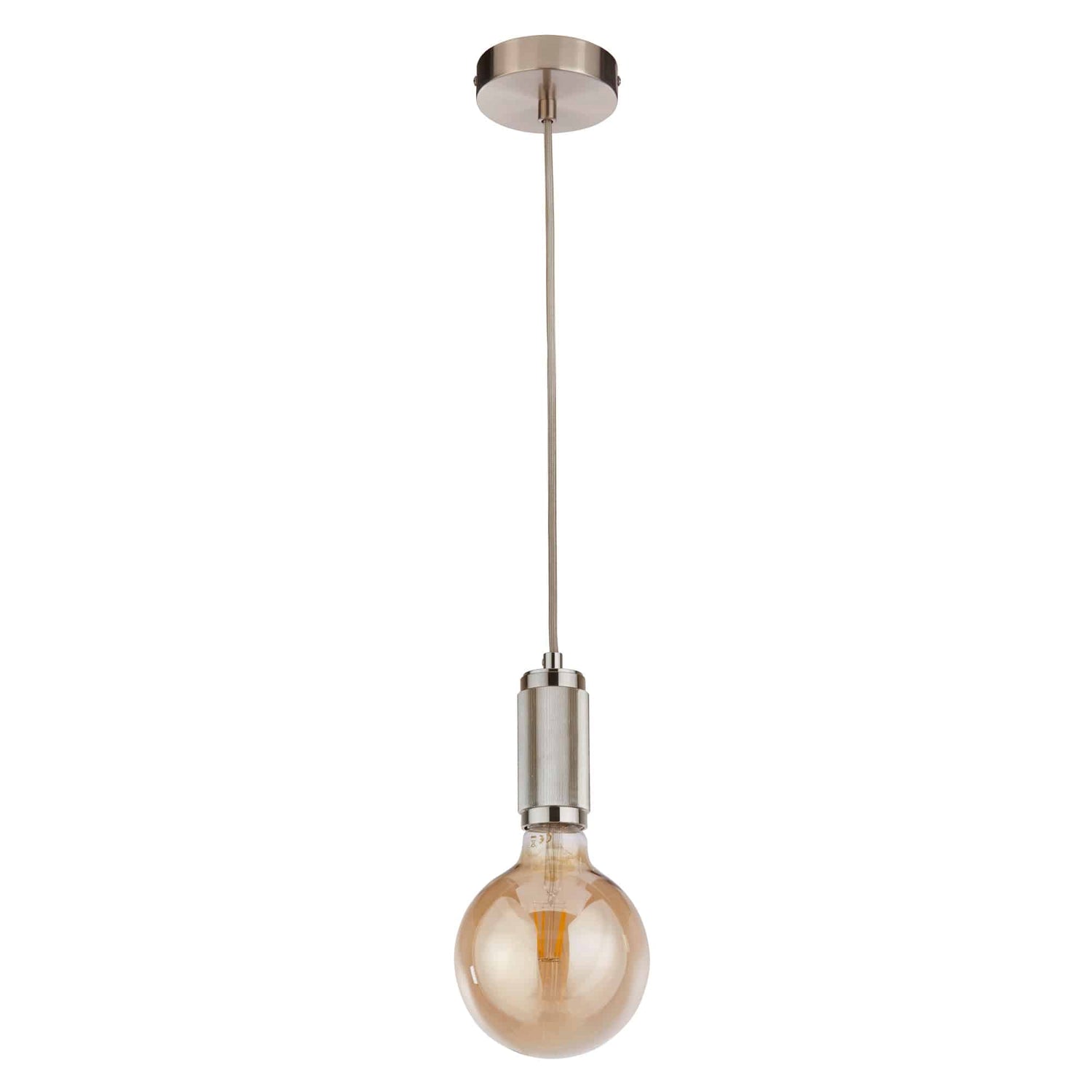 Suspension Cable - Satin Silver Metal & Grey Braided Cable - Comet Lighting
